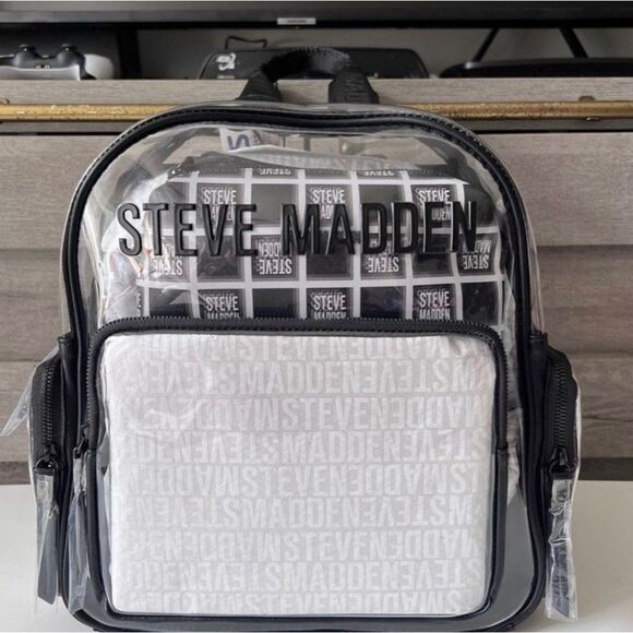 Steve Madden BIrma Logo Clear Backpack w/Block Logo Pouch main image 8